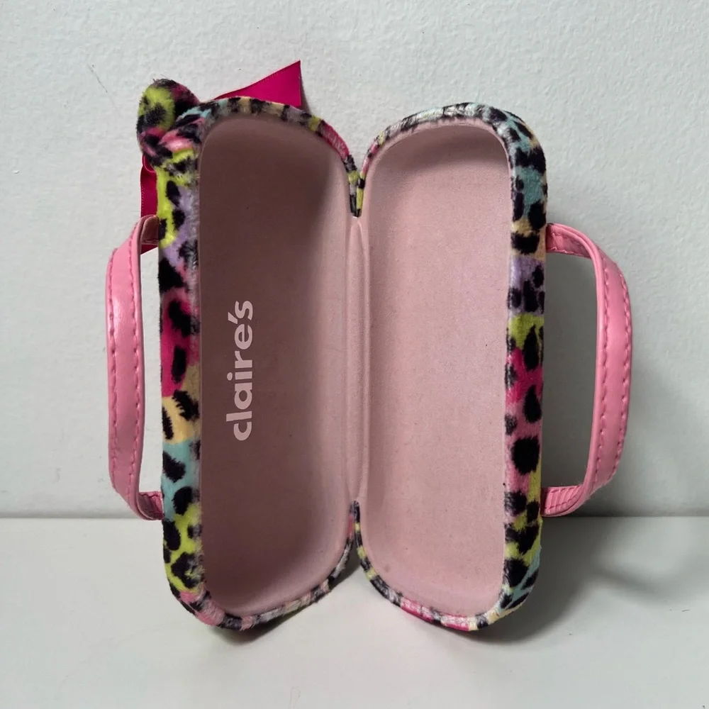Claire's Club Kitty Cat Animal Cheetah Leopard Print Eye Glasses Sunglasses Case